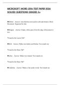 MICROSOFT WORD 2016 TEST PAPER 2026 SOLVED QUESTIONS GRADED A&plus;