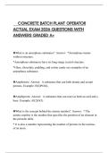 CONCRETE BATCH PLANT OPERATOR ACTUAL EXAM 2026 QUESTIONS WITH ANSWERS GRADED A&plus;