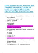 ARDMS Registered Vascular Technologist &lpar;RVT&rpar;  Certification Practice Exam Questions And  Correct Answers &lpar;Verified Answers&rpar; Plus  Rationales 2026 Q&A &vert; Instant Download Pdf