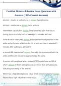Certified Diabetes Educator Exam 1 Questions with  Answers &lpar;100&percnt; Correct Answers&rpar;