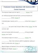 Contractor License Questions with Answers &lpar;100&percnt;  Correct Answers&rpar;
