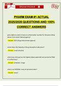 PHARM EXAM &num;1 ACTUAL 2025&sol;2026 QUESTIONS AND 100&percnt; CORRECT ANSWERS