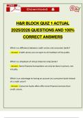 H&R BLOCK QUIZ 1 ACTUAL 2025&sol;2026 QUESTIONS AND 100&percnt; CORRECT ANSWERS