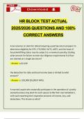 HR BLOCK TEST ACTUAL 2026 QUESTIONS AND 100&percnt; CORRECT ANSWERS