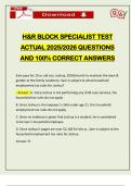 H&R BLOCK SPECIALIST TEST ACTUAL 2026 QUESTIONS AND 100&percnt; CORRECT ANSWERS