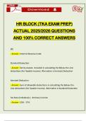 HR BLOCK &lpar;TKA EXAM PREP&rpar; ACTUAL 2026 QUESTIONS AND 100&percnt; CORRECT ANSWERS