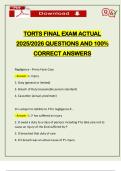 TORTS FINAL EXAM ACTUAL 2026 QUESTIONS AND 100&percnt; CORRECT ANSWERS