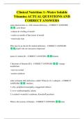 Clinical Nutrition 1--Water Soluble  Vitamins ACTUAL QUESTIONS AND  CORRECT ANSWERS 