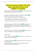 Clinical Psychology &lpar;EPPP&rpar; UPDATED  Study Guide QUESTIONS AND  CORRECT ANSWERS 