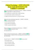 Clinical Psychology &ndash; EPPP UPDATED  Study Guide QUESTIONS AND  CORRECT ANSWERS 