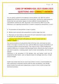 Care of Women KSA 2025 Exam Questions and Correct Answers &vert; Verified