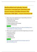 Newfoundland and Labrador General Contractor Licensing Exam Questions And Correct Answers &lpar;Verified Answers&rpar; Plus Rationales 2026 Q&A &vert; Instant Download Pdf