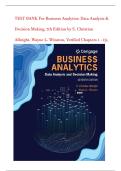 TEST BANK For Business Analytics&colon; Data Analysis & Decision Making&comma; 7th Edition by S&period; Christian Albright&comma; Wayne L&period; Winston&comma; Verified Chapters 1 - 19&comma; Complete Newest Version