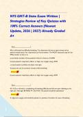 NYS EMT-B State Exam Written &vert; Strategies Review of Key Quizzes with 100&percnt; Correct Answers &lpar;Newest Update&comma; 2026 &vert; 2027&rpar; Already Graded A&plus;    