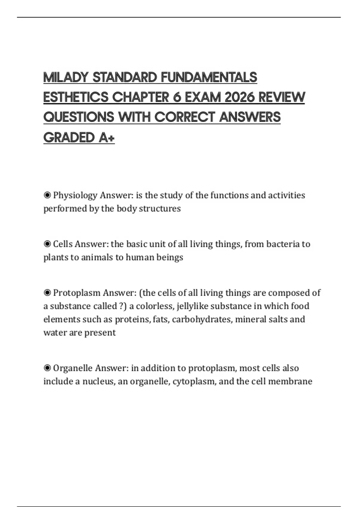 MILADY STANDARD FUNDAMENTALS ESTHETICS CHAPTER 6 EXAM 2026 REVIEW ...