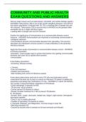 COMMUNITY AND PUBLIC HEALTH EXAM QUESTIONS AND ANSWERS