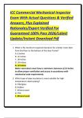 ICC Commercial Mechanical Inspector Exam With Actual Questions & Verified Answers&comma; Plus Explained Rationales&sol;Expert Verified For Guaranteed 100&percnt; Pass 2026&sol;Latest Update&sol;Instant Download Pdf