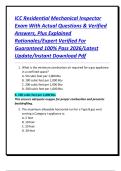 ICC Residential Mechanical Inspector Exam With Actual Questions & Verified Answers&comma; Plus Explained Rationales&sol;Expert Verified For Guaranteed 100&percnt; Pass 2026&sol;Latest Update&sol;Instant Download Pdf