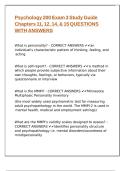 Psychology 200 Exam 3 Study Guide Chapters 11&comma; 12&comma; 14&comma; & 15 QUESTIONS WITH ANSWERS