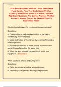 Texas Food Handler Certificate - Final Exam Texas  Food Handler Final Test Study Guide&vert;&vert;Verified  Exam&excl;&excl;&excl;&vert;&vert; Most Recent Exam 2026 Actual Complete  Real Exam Questions And Correct Answers &lpar;Verified  Answers&rpar; Already Graded A&plus; &vert;&vert;Newest Exam&excl;&excl;&excl;&vert;  Guaranteed 