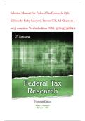 Solution Manual For Federal Tax Research&comma; 13th Edition by Roby Sawyers&comma; Steven Gill&comma; All Chapters 1 to 13 complete Verified editon ISBN&colon; 9780357988411