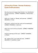 University of Iowa - Human Anatomy - Exam 5 with answers