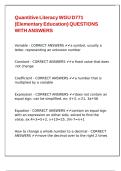 Quantitive Literacy WGU D771 &lpar;Elementary Education&rpar; QUESTIONS WITH ANSWERS