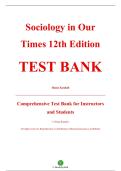 Test Bank &mdash; Sociology in Our Times&comma; 12th Edition &mdash; Diana Kendall &mdash; ISBN 9780357368633 &mdash; Latest Update 2025&sol;2026 &mdash; &lpar;All Chapters Covered 1&ndash;16&rpar;