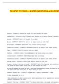AC-HPAT PHYSICS &colon;&rpar; EXAM QUESTIONS AND CORRECT ANSWERS
