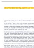 AC-HPAT BIOLOGY EXAM QUESTIONS AND CORRECT ANSWERS