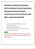 ASCP Donor Phlebotomy Technician  &lpar;DPT&rpar; Certification Practice Examination  Questions And Correct Answers  &lpar;Verified Answers&rpar; Plus Rationales 2026  Q&A &vert; Instant Download Pdf 