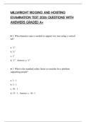 MILLWRIGHT RIGGING AND HOISTING EXAMINATION TEST 2026 QUESTIONS WITH ANSWERS GRADED A&plus;