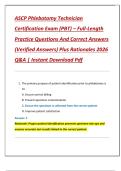 ASCP Phlebotomy Technician  Certification Exam &lpar;PBT&rpar; &ndash; Full-Length  Practice Questions And Correct Answers  &lpar;Verified Answers&rpar; Plus Rationales 2026  Q&A &vert; Instant Download Pdf 