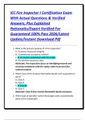 ICC Fire Inspector I Certification Exam With Actual Questions & Verified Answers&comma; Plus Explained Rationales&sol;Expert Verified For Guaranteed 100&percnt; Pass 2026&sol;Latest Update&sol;Instant Download Pdf