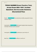 TEXAS BARBER Exam Practice Test&semi; Actual Exam With 100&percnt; Verified Questions And Accurate Solutions Guaranteed Pass