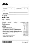 AQA A LEVEL MAY JUNE 2025 BUSINESS PAPER 1 QUESTION PAPER