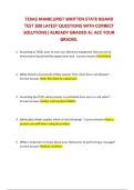 TEXAS MANICURIST WRITTEN STATE BOARD TEST 300 LATEST QUESTIONS WITH CORRECT SOLUTIONS&vert; ALREADY GRADED A &vert; ACE YOUR GRADES&period;