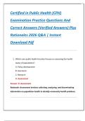 Certified in Public Health &lpar;CPH&rpar;  Examination Practice Questions And  Correct Answers &lpar;Verified Answers&rpar; Plus  Rationales 2026 Q&A &vert; Instant  Download Pdf