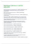 Final Exam- LVN Term 1 UNITEK COLLEGE QUESTIONS WITH 100&percnt; VERIFIED ANSWERS&excl;&excl;