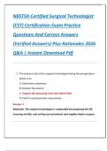 NBSTSA Certified Surgical Technologist  &lpar;CST&rpar; Certification Exam Practice  Questions And Correct Answers  &lpar;Verified Answers&rpar; Plus Rationales 2026  Q&A &vert; Instant Download Pdf 