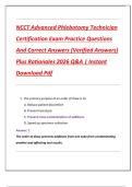 NCCT Advanced Phlebotomy Technician  Certification Exam Practice Questions  And Correct Answers &lpar;Verified Answers&rpar;  Plus Rationales 2026 Q&A &vert; Instant  Download Pdf 