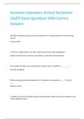 Assistant Laboratory Animal Technician &lpar;ALAT&rpar; Exam Questions With Correct Answers