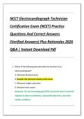 NCCT Electrocardiograph Technician  Certification Exam &lpar;NCET&rpar; Practice  Questions And Correct Answers  &lpar;Verified Answers&rpar; Plus Rationales 2026  Q&A &vert; Instant Download Pdf