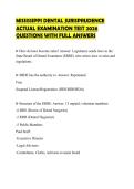 MISSISSIPPI DENTAL JURISPRUDENCE ACTUAL EXAMINATION TEST 2026 QUESTIONS WITH FULL ANSWERS