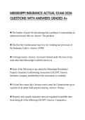 MISSISSIPPI INSURANCE ACTUAL EXAM 2026 QUESTIONS WITH ANSWERS GRADED A&plus;
