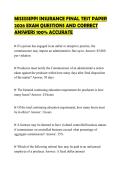 MISSISSIPPI INSURANCE FINAL TEST PAPER 2026 EXAM QUESTIONS AND CORRECT ANSWERS 100&percnt; ACCURATE