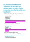 NCCT National Certified Phlebotomy  Technician &lpar;NCPT&rpar; Certification Exam  Questions And Correct Answers &lpar;Verified  Answers&rpar; Plus Rationales 2026 Q&A &vert; Instant  Download Pdf 