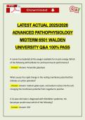 LATEST ACTUAL 2026 ADVANCED PATHOPHYSIOLOGY MIDTERM 6501 WALDEN UNIVERSITY Q&A 100&percnt; PASS