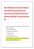 NCCT Phlebotomy Instructor Certification  Exam &lpar;NCPI&rpar; Practice Questions And  Correct Answers &lpar;Verified Answers&rpar; Plus  Rationales 2026 Q&A &vert; Instant Download  Pdf