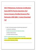 NCCT Phlebotomy Technician Certification  Exam &lpar;NCPT&rpar; Practice Questions And  Correct Answers &lpar;Verified Answers&rpar; Plus  Rationales 2026 Q&A &vert; Instant Download  Pdf 
